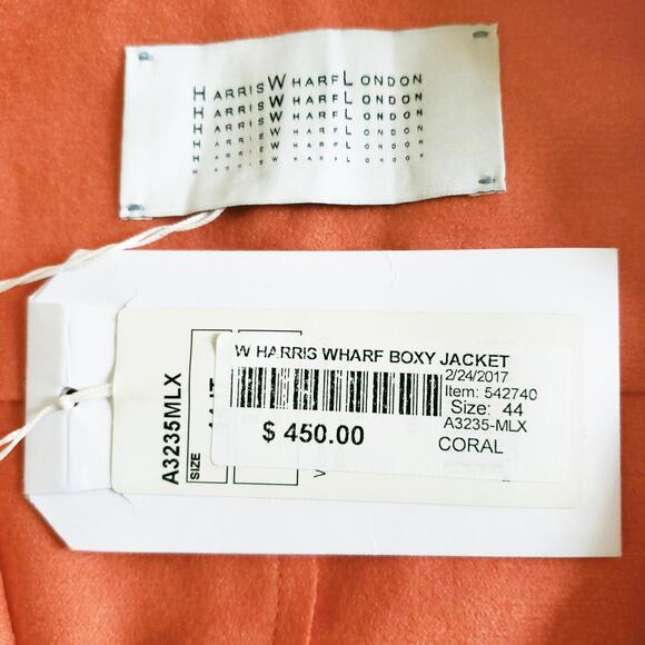 HARRIS WHARF LONDON boxy jacket felt wool career blazer in coral Size 44 8 NEW - Picture 7 of 9